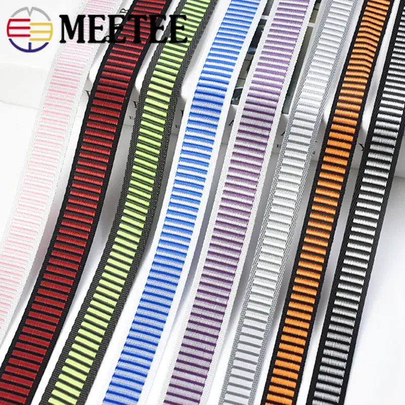 

10M 15/20mm Nylon Stripe Webbing for Bag Strap Luggage Binding Tape Clothing Ribbon Band Decorative Lace Sewing Bias Accessories