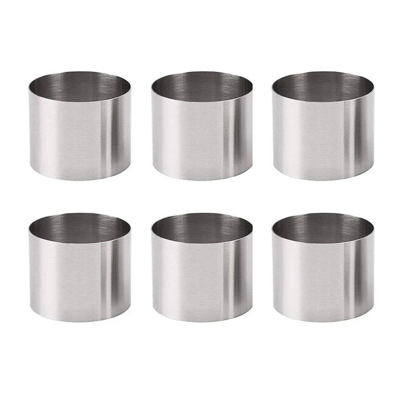 

6 Pieces Round Biscuit Cutter Stainless Steel Mousse Ring Mini Circle Cookie Cutters Frying Egg Rings Baking Tool