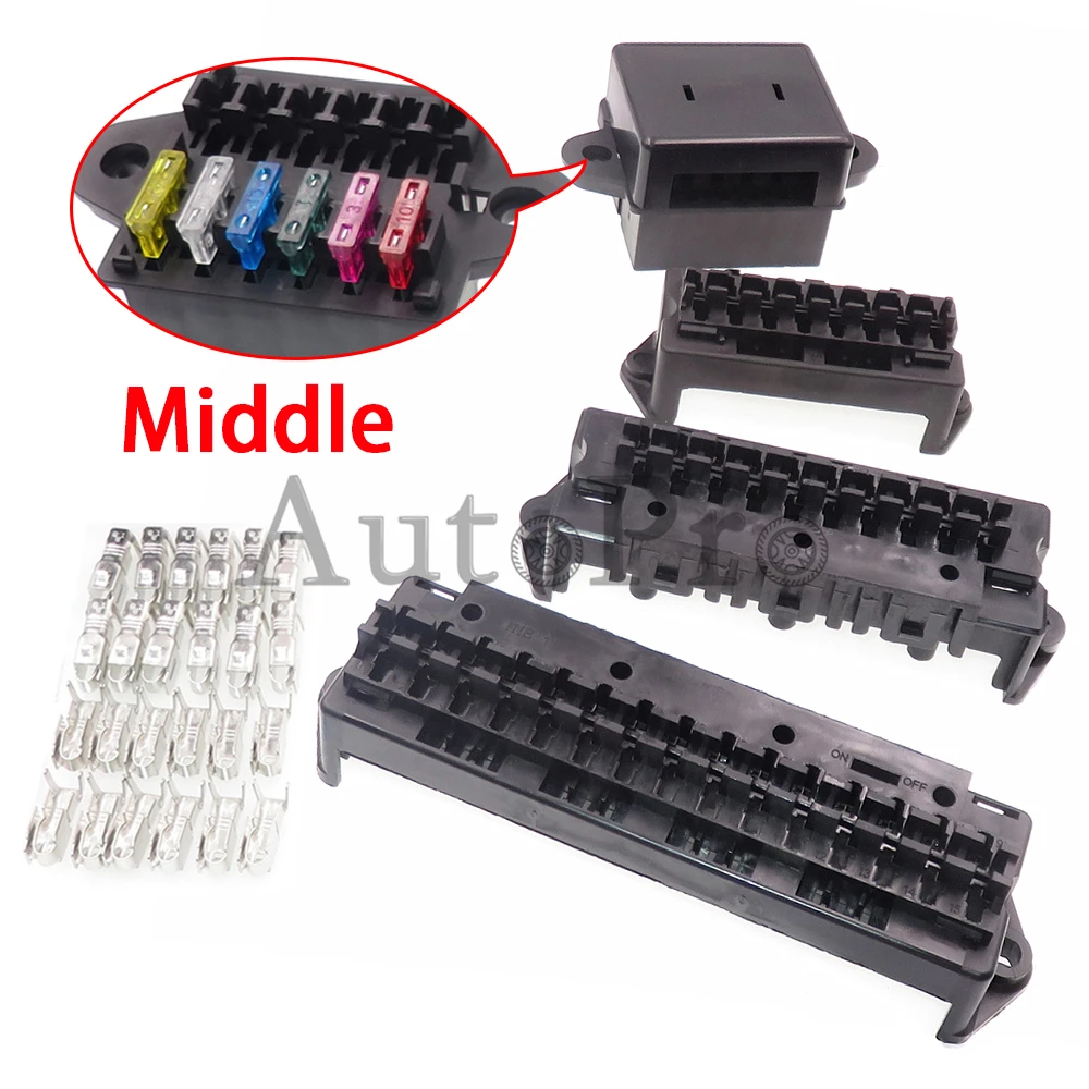 Блок предохранителей, 8 выводов, 10 выводов, 12 выводов, 15 выводов, черного цвета, со стандартным автомобильным гнездом Блок предохранителей, 8 выводов, 10 выводов, 12 выводов, 15 выводов, черного цвета, со стандартным автомобильным гнездом