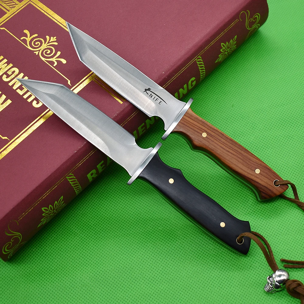 Маленький прямой нож с деревянной ручкой острый домашний уличный Военный для