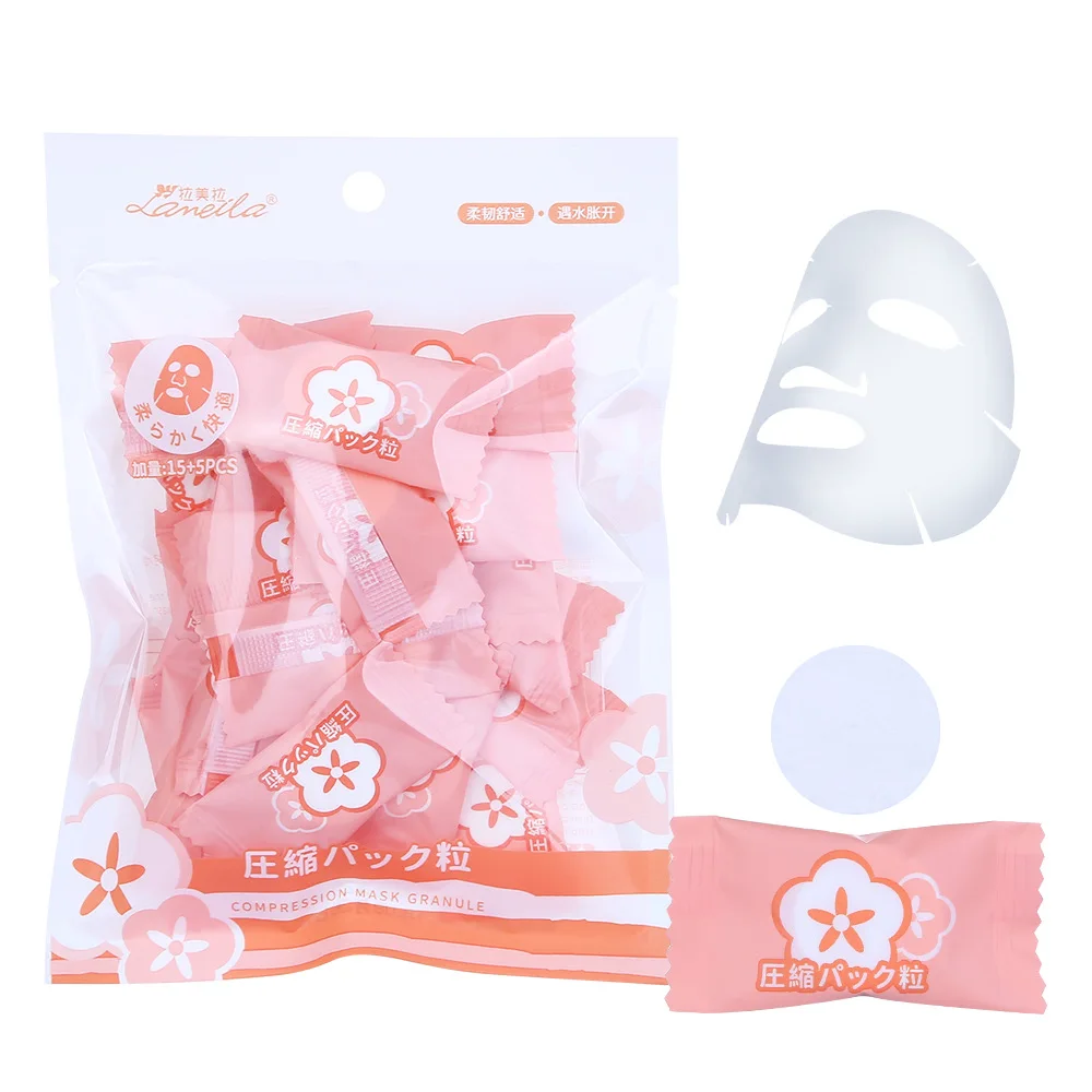 

Ultra-Thin Moisturizing Disposable Compression Facial Mask Cotton Facial Sheet Face Skin Care Wrapped Masks Paper 20pcs/Bag