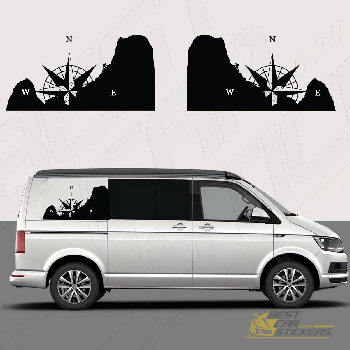 

Camper Van Stickers Compass Mountains Adventure Car Side Stickers Vinyl