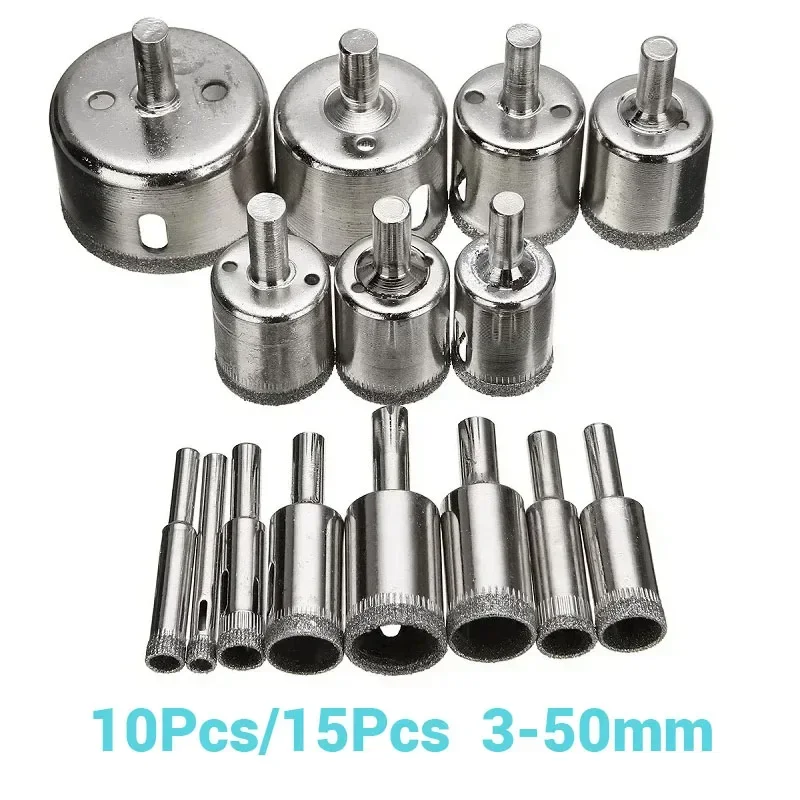 10 шт./15 шт. набор сверл с алмазным покрытием 3 мм-50 мм стекло керамика мрамор