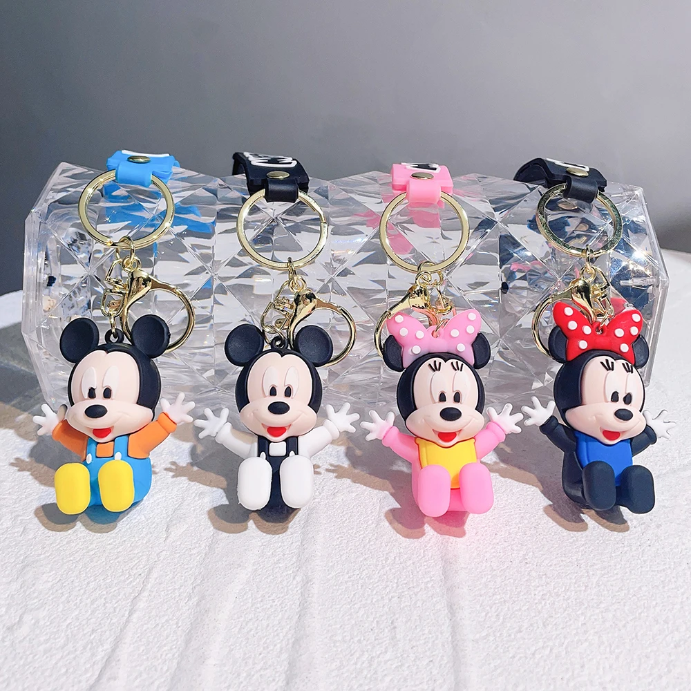 

Cute Baby Mickey Minnie Keychains Disney Kawaii Doll Silicone Keyholder Cartoon Figure Pendant Keyring for Bag Accessories