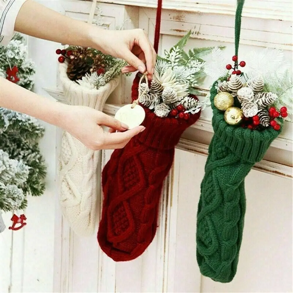 

Украшение конфеты подарок мешок Лось классическое Рождественское дерево подвесной Декор вязаные носки рождественские чулки Рождественский подарок сумка