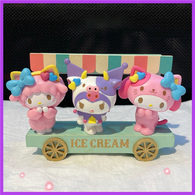 

Bow Series Sanrio Kawaii Toys Anime Figure Melody Kuromi Figurines Collection Decorative Cartoon Model Gifts for Children Toy