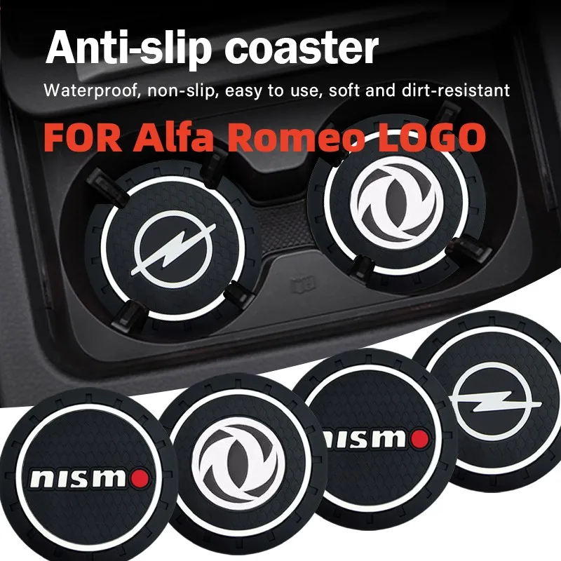 

1pcs Car Coaster Water Cup Bottle Holder Mat Anti-Slip Pad for Alfa Romeo Mito 147 156 159 166 GT Giulia Giulietta Stelvio Decor