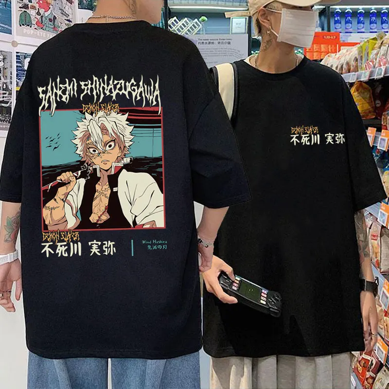 

Anime Demon Slayer Shinazugawa Sanemi Double Sided Printing Tshirt Male Manga Kimetsu No Yaiba T Shirts Unisex High Quality Tees