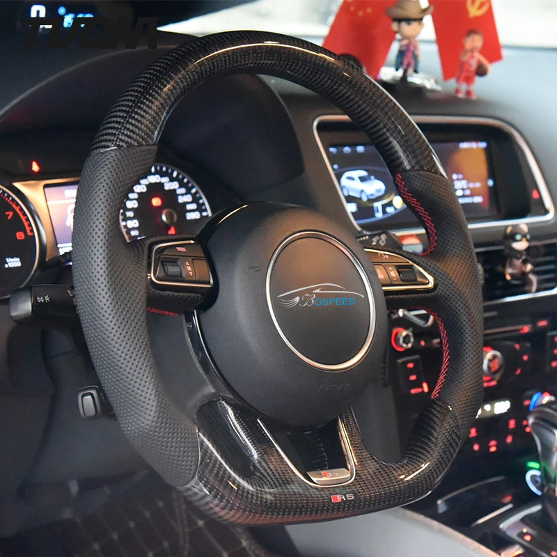 

Black Perforated Leather Carbon Fiber Car Steering Wheel For Audi Q3 Q5 A4 A3 A5 S4 S3 S5 RS4 RS5 B8 B8.5 B9 Custom
