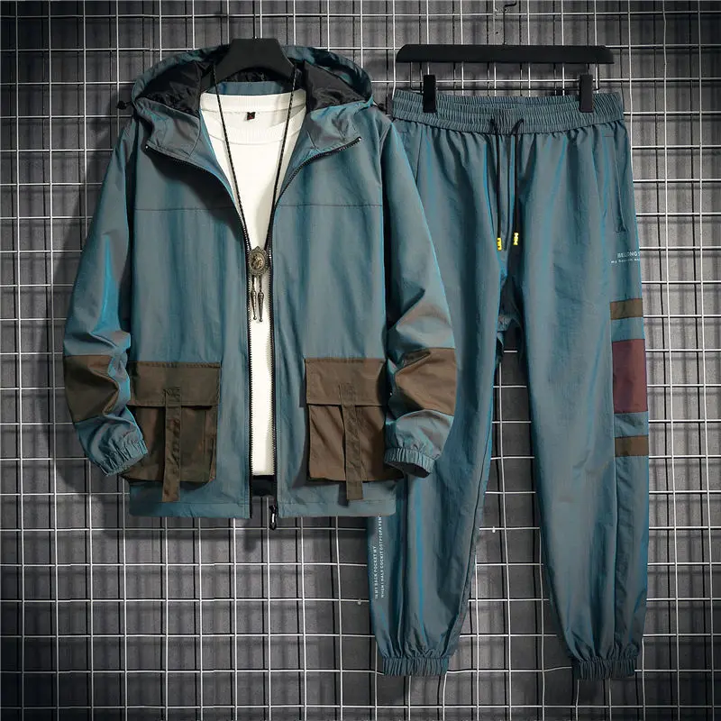 

Men Outfit Set 2022 Spring Autumn New Trend Fashion Clothes Jacket + Pants Suit Men's 2 Piece Set