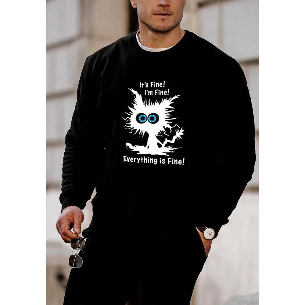 

Badassdude It's Fine I'm Fine Letter Printing Men's Casual Long Sleeved Shirt