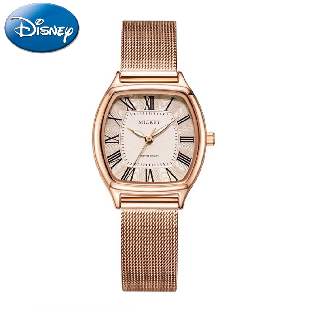Disney Gift Mickey Mouse Quartz Watch Rose Gold Stainless Steel Band Clock Youth Girl Hour Junior Time Relogio Feminino enlarge