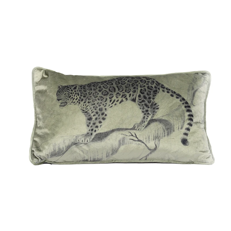 

DUNXDECO Jungle Collection Cushion Decorative Waist Pillow Vintage Green Leopard Luxury Sofa Chair Bedding Coussin Room Deco