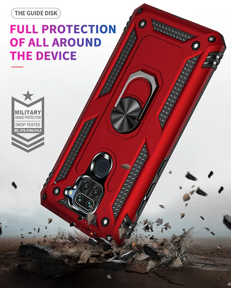 Luxury Shockproof Armor Phone Case For Xiaomi Redmi Note 9S 9 Pro MAX Car 4G 5G Ring Holder Anti-Fall Magnetic Kickstand Cover