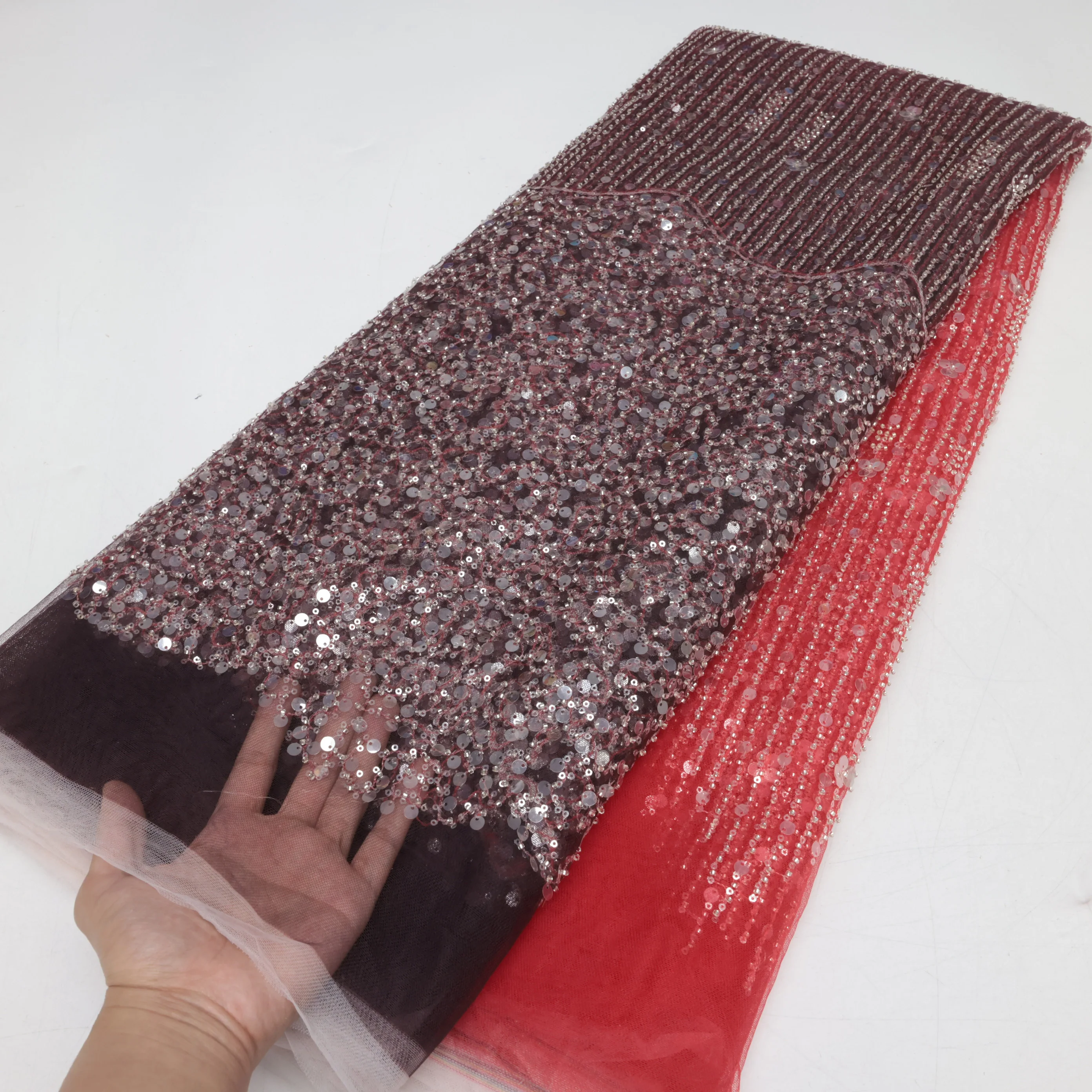 Высококачественная африканская кружевная ткань с вышивкой бисером во