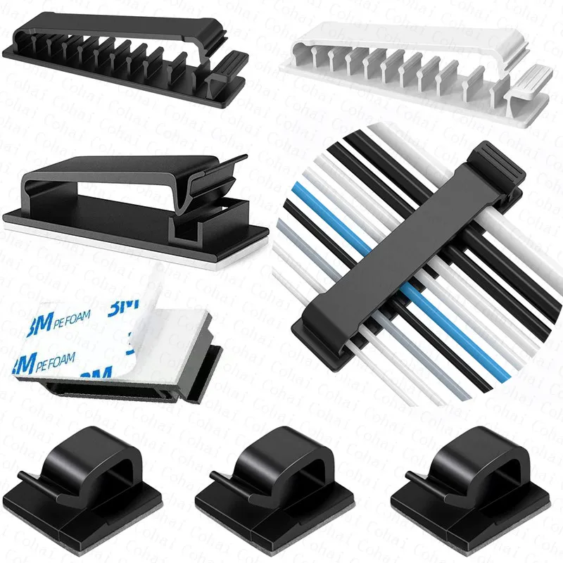 

Self-adhesive Cable Organizer Wire Tie Cable Clamp Clips Holder Clamp Management Car Home Desk Wall GPS Data Cord Winder Manager
