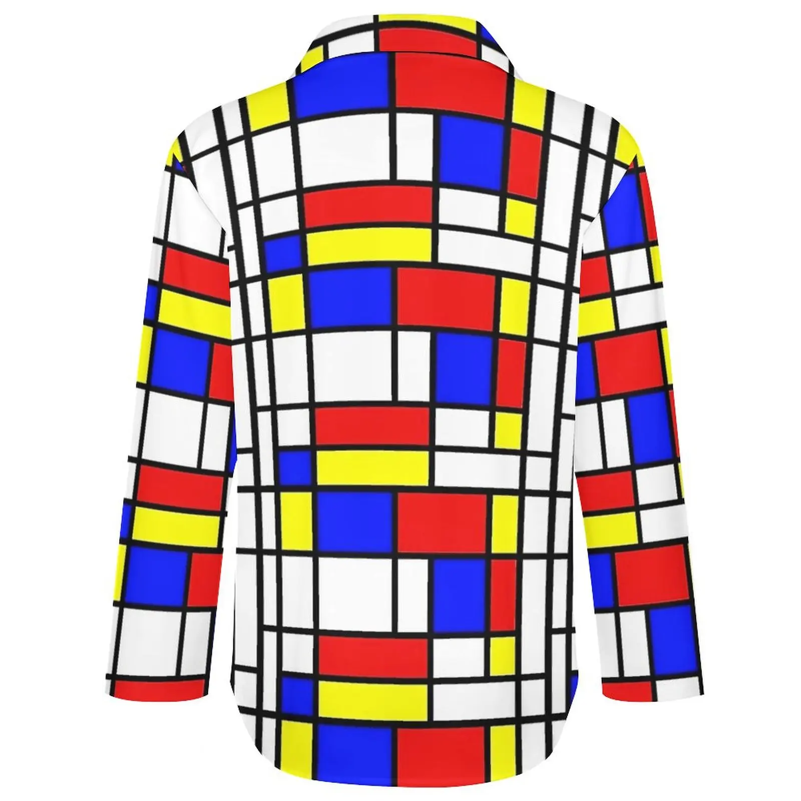 Свободная блузка с принтом Mondrian в стиле ретро корейская мода большие блузки