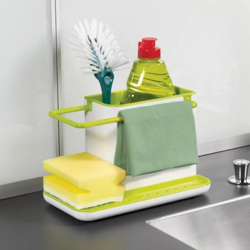 

Sink Organizer Countertop Dish Racks Rag Hanger Sponge Dishcloth Holder Sink Caddy with Water Tray Kitchen Accessories 87HA