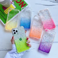 clear gradient phone case for iphone 13 12 11 pro max bling sequins coque for apple 6 6s 7 8 plus se shockproof frame back cover