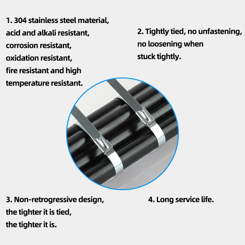 Кабельные стяжки 100 шт. 4 6 мм Φ 304 металлическая застежка-молния из нержавеющей