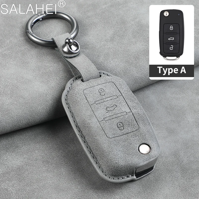 

Чехол для автомобильного ключа из овчины, брелок для VW Volkswagen Polo Tiguan Passat Golf MK Jetta Skoda Kodiaq Superb Octavia Seat