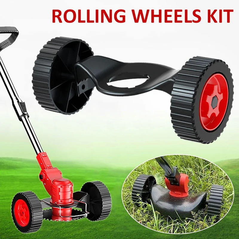 1pc Lawn Mower Rolling Wheel Bilateral Wheel For Electric Grass Trimmer Auxiliary Tool Lawn Mower Wheels Power Tools Accessories
