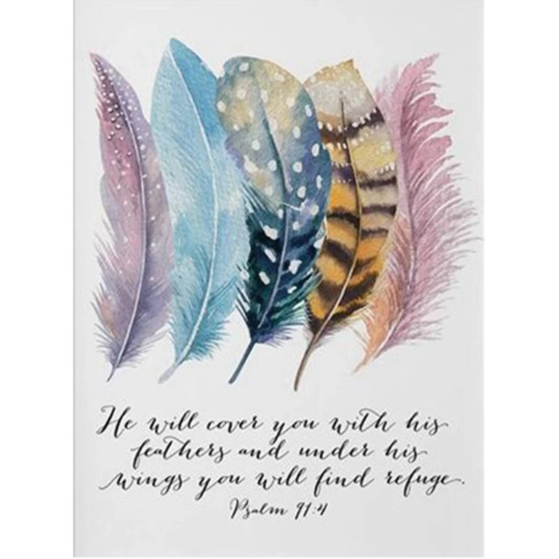

Diamond Embroidery Birds Feathers Scripture Christian Quotes Diamond Painting Cross Stitch Rhinestone Wall Art Home Decor