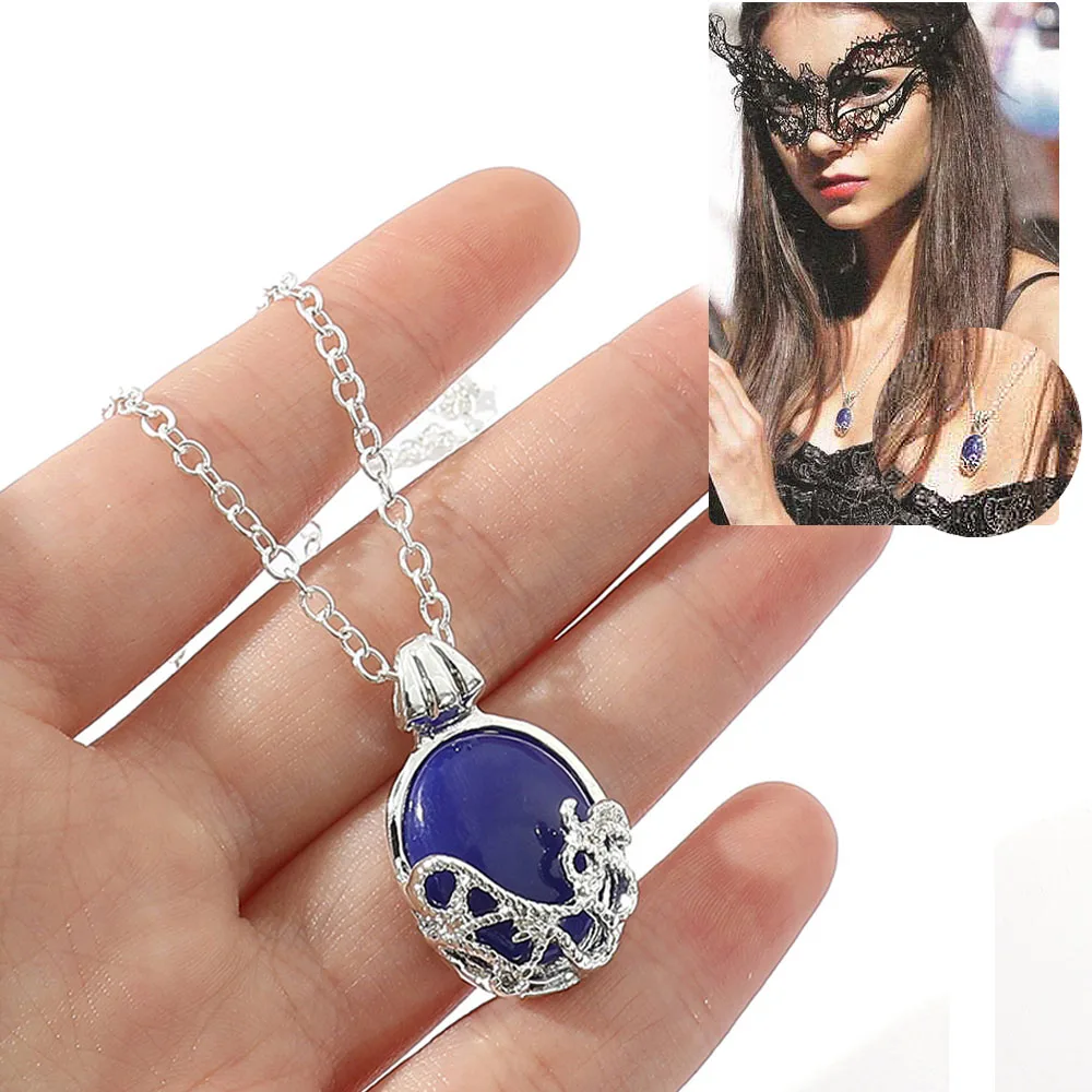 

Classic Movie Vampire Diaries Necklace Catherine Same Creative Blue Pendant Women Jewelry Fan Souvenir Temperament Banquet Gift