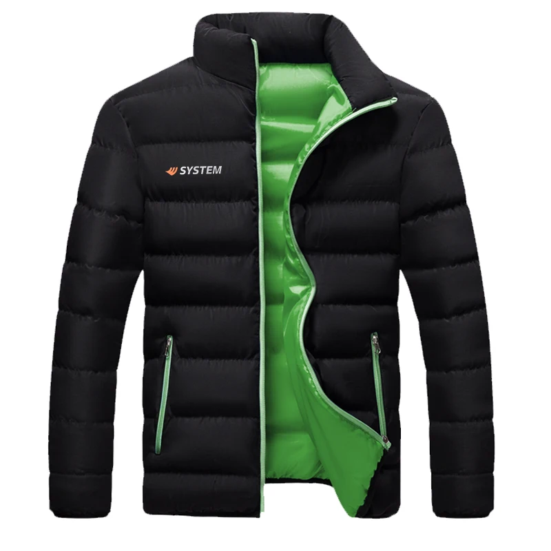 2022 fashion brand SYSTEM men's down jacket jacket zipper windproof warm thickened cardigan stand collar down jacket winter