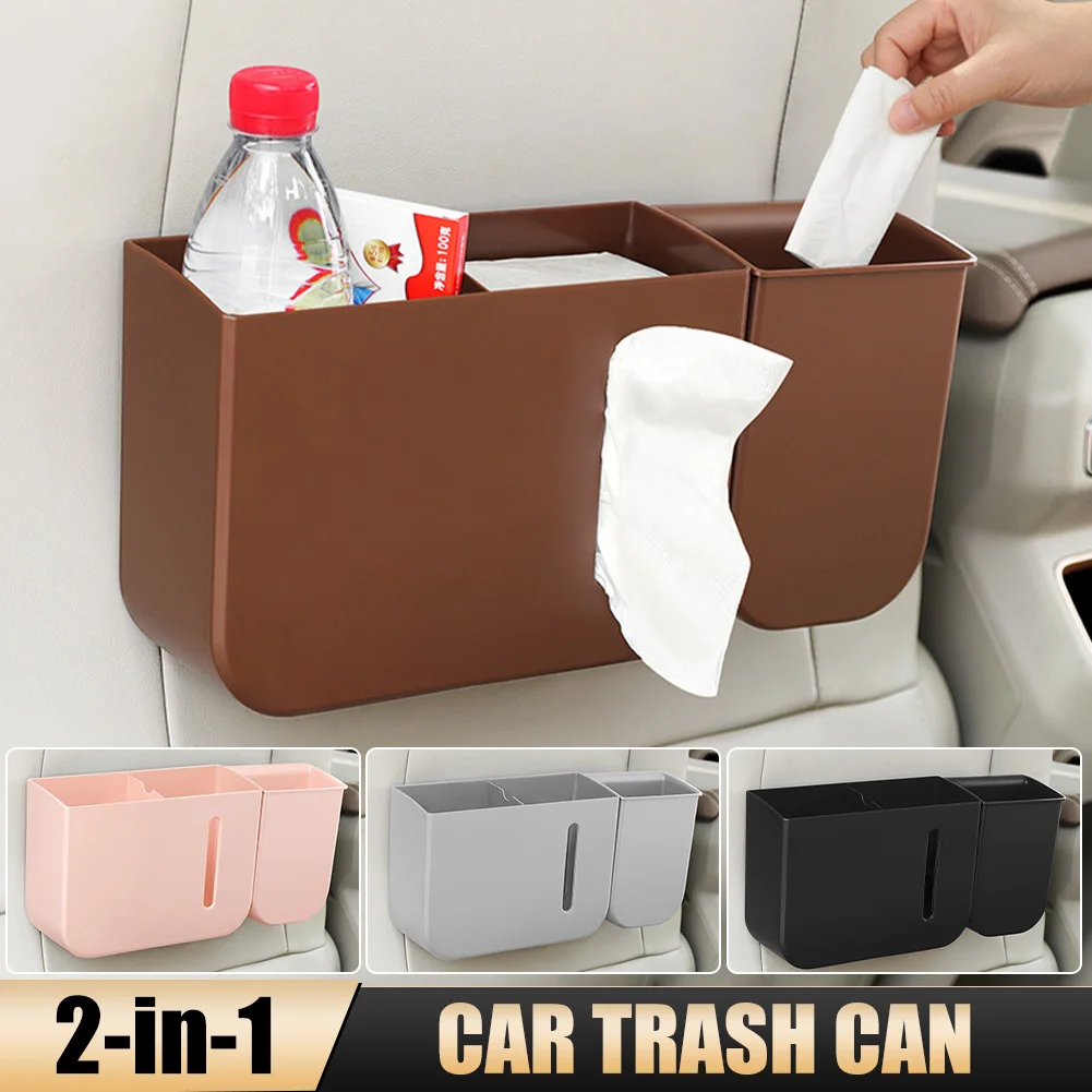 

Car Backseat Storage Box Multi-functional Car Trash Can Tissue Holder Hanging Storage Bin Headrest Mount Car Interior Organizer