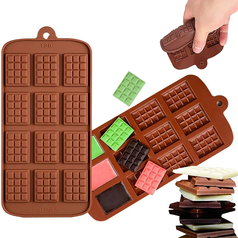 

Mini Waffle Chocolate Molds, 12-Cavity Break-Apart Thin Silicone Non-Stick Reusable Candy Protein and Engery Bar Silicone Mold