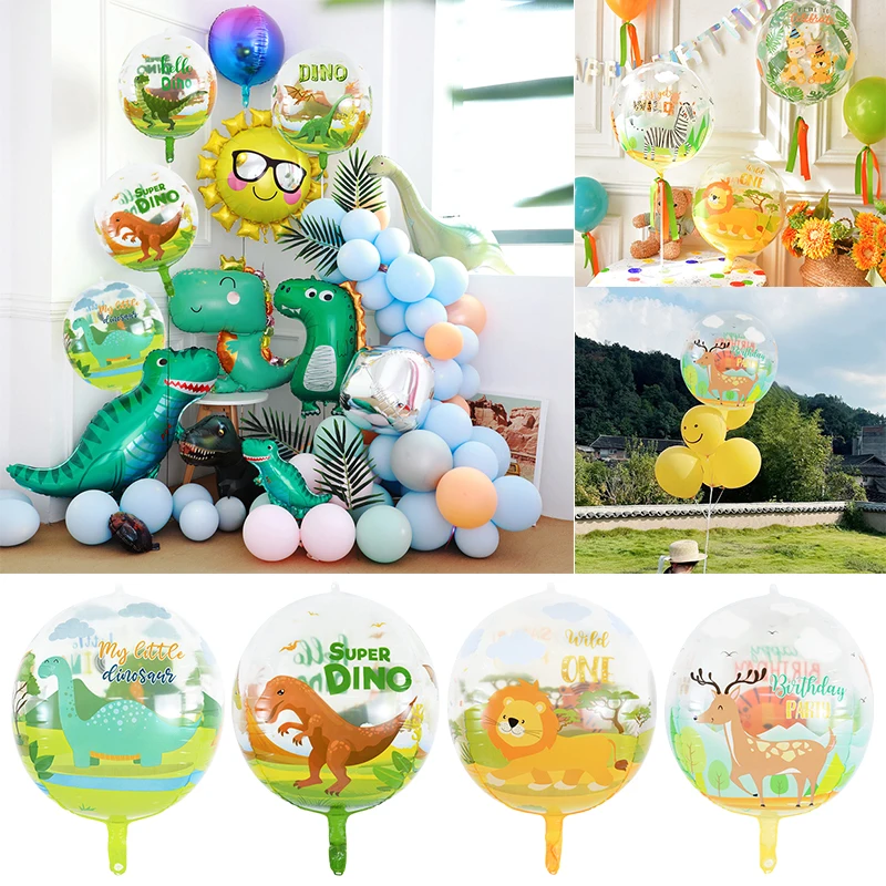 

1/3pcs Forest Animal Theme Balloon 16inch 4D Cartoon Dinosaur Fox Monkey Giraffe Print Boy Kids Birthday Party Decoration Globos