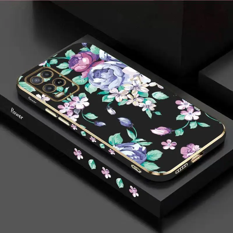 

Rose In Comic Book Luxury Plating Phone Case For Oppo A15 A15S A16 A16K A54 A55 A92A76 A77 A78 A53 A94 A95 A83 F19 Cover