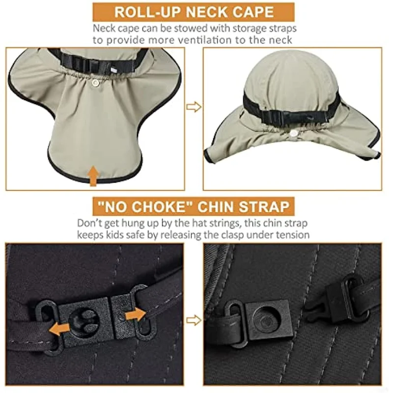 GADIEMKENSD Kid's Play Hat, Sun Hat with Neck Flap for Girls and Boys - UPF 50+ Protection, Ultra-Light M12