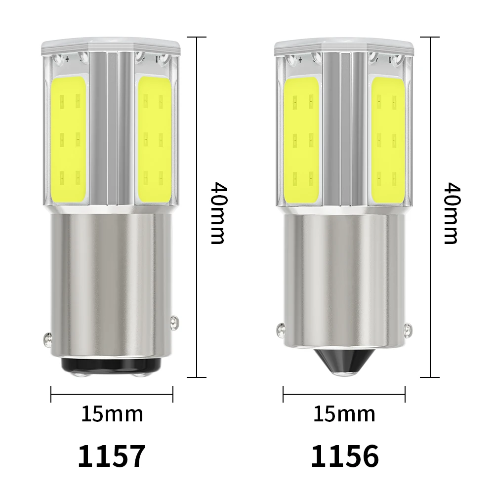 2 шт. 1156 BA15S P21W 1157 BAY15D P21/5 Вт светодиод COB для автомобильного стоп светильник