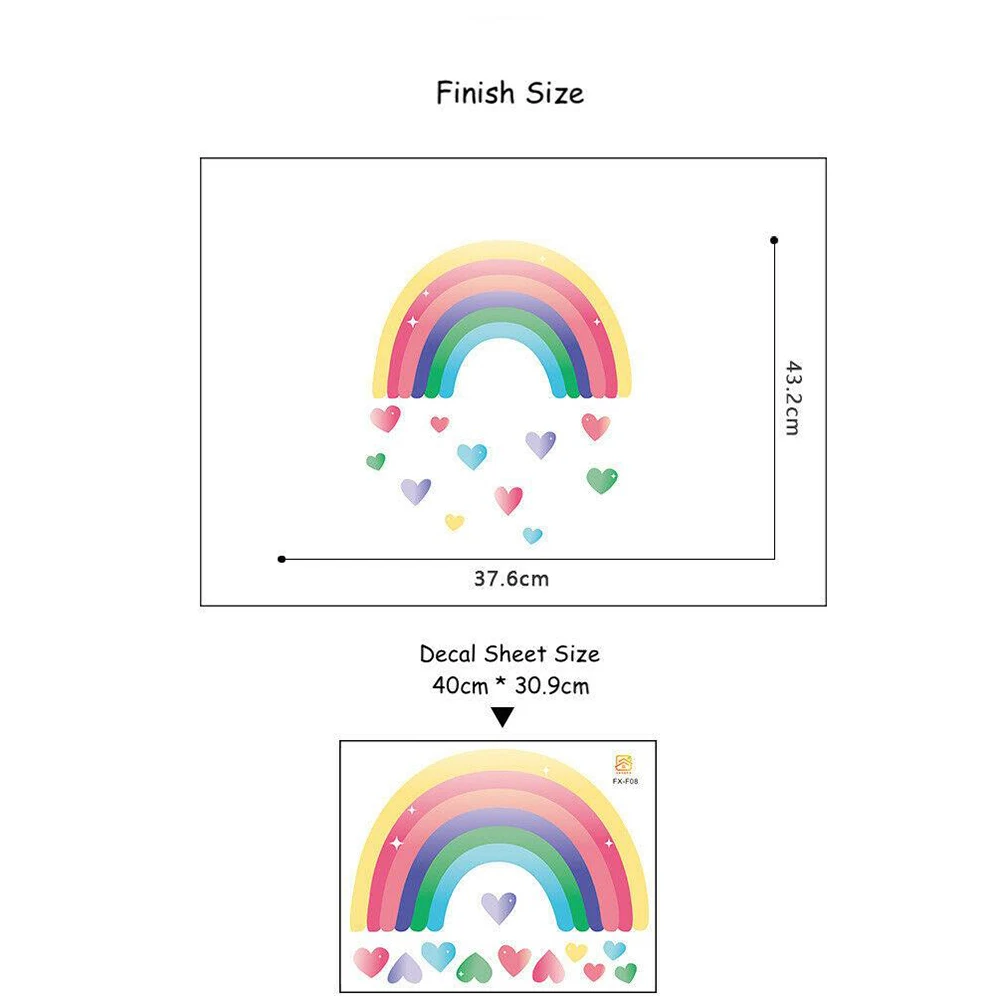 

Love Heart Wall Sticker Removable Children Room Nursery Wall Decal Art Decals Stickers Rainbow Wall Sticker Colourful Decor
