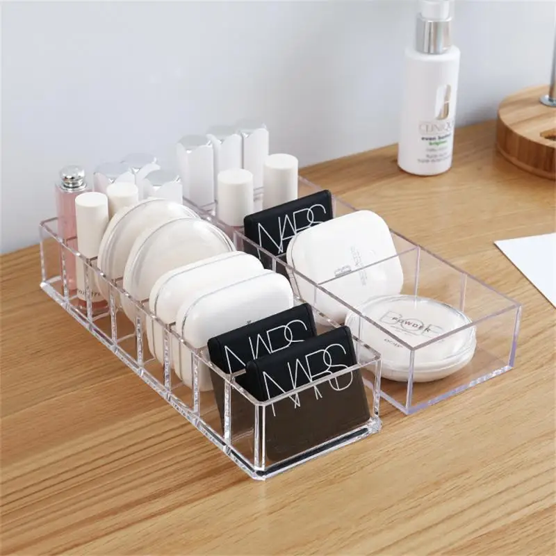 

For Home Lipstick Rack Cosmetics Storage 6 Grid Shelf Detachable Tabletop Lipstick Shelf Cosmetics Storage Box Split Transparent