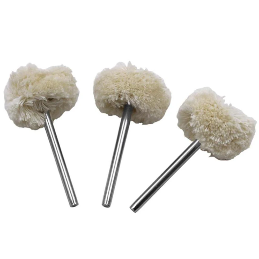 

High Quality Practical Durable Wool Polishing Wheel Buffing Tools 25mm Head Diameter 3mm Shank 5pcs White& Silver