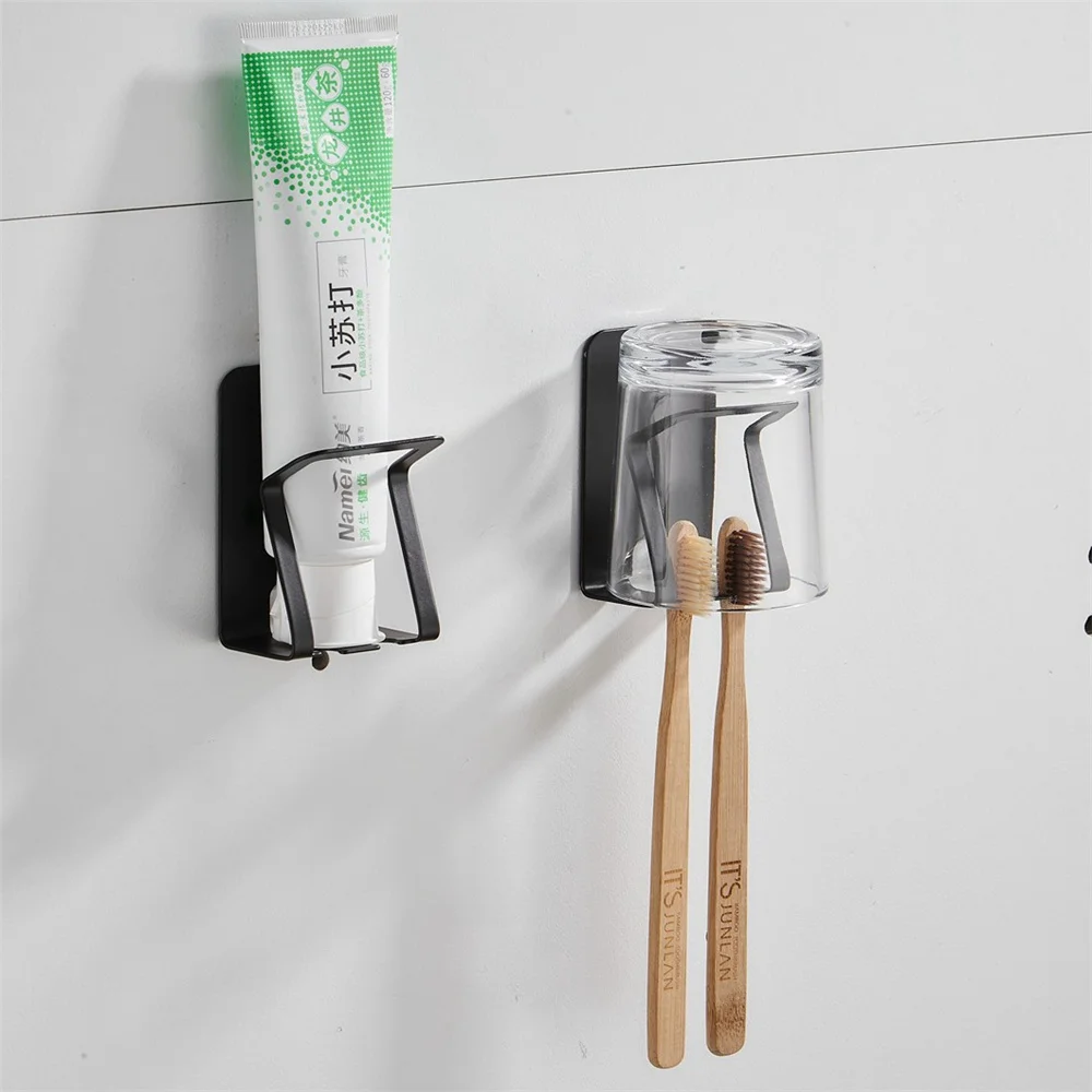 

Настенный держатель для зубных щеток, стойка для хранения зубной пасты и полоскания рта, креативный органайзер для туалетных принадлежност...