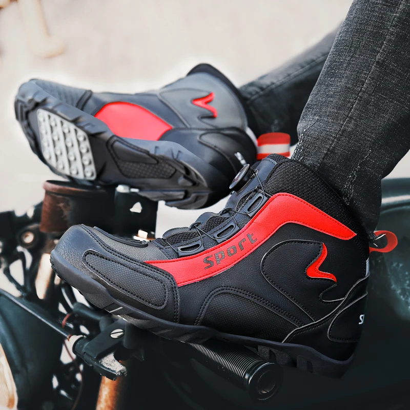 MTB Cycling Shoes Men Flat Motorcycle Boots Rubber Cleats Road Bike Shoes Winter Speed Bicycle Sneaker Riding Racing Motor Boots