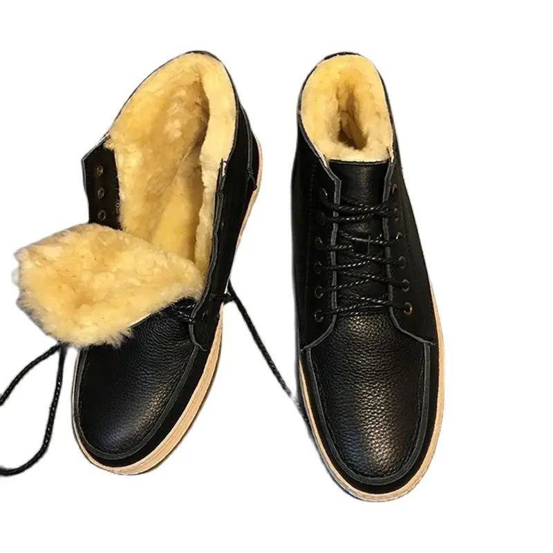 

Mens Genuine Leather Winter Shoes Snow Boots Handmade Cow Boots Non-Slip Cold Resistant Snow Boots Shoes Zapatos para hombres