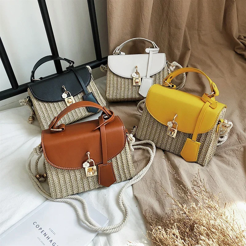 

fashion rattan women shoulder bags designer handbags luxury wicker woven crossbody bag summer beach straw bag lady small purses