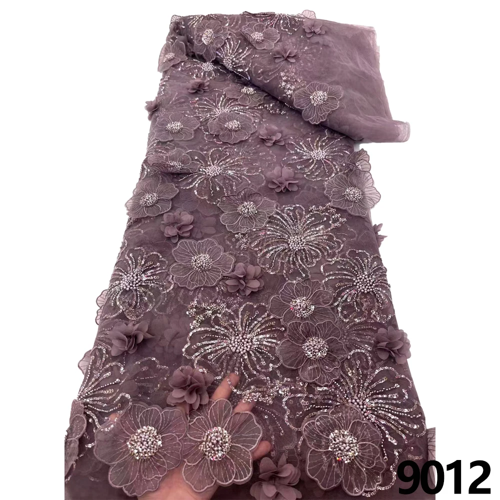 

Африканская 3D кружевная ткань с вышивкой из бисера 2023 Высококачественная французская нигерийская блестящая Свадебная Высококачественная 5 ярдов