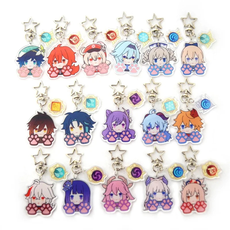 

Anime Genshin Impact Keyrings Acrylic Figure Zhongli Diluc Eula Venti Kaedehara Kazuha Keychain Cute Bag Key Chains Fans Gift