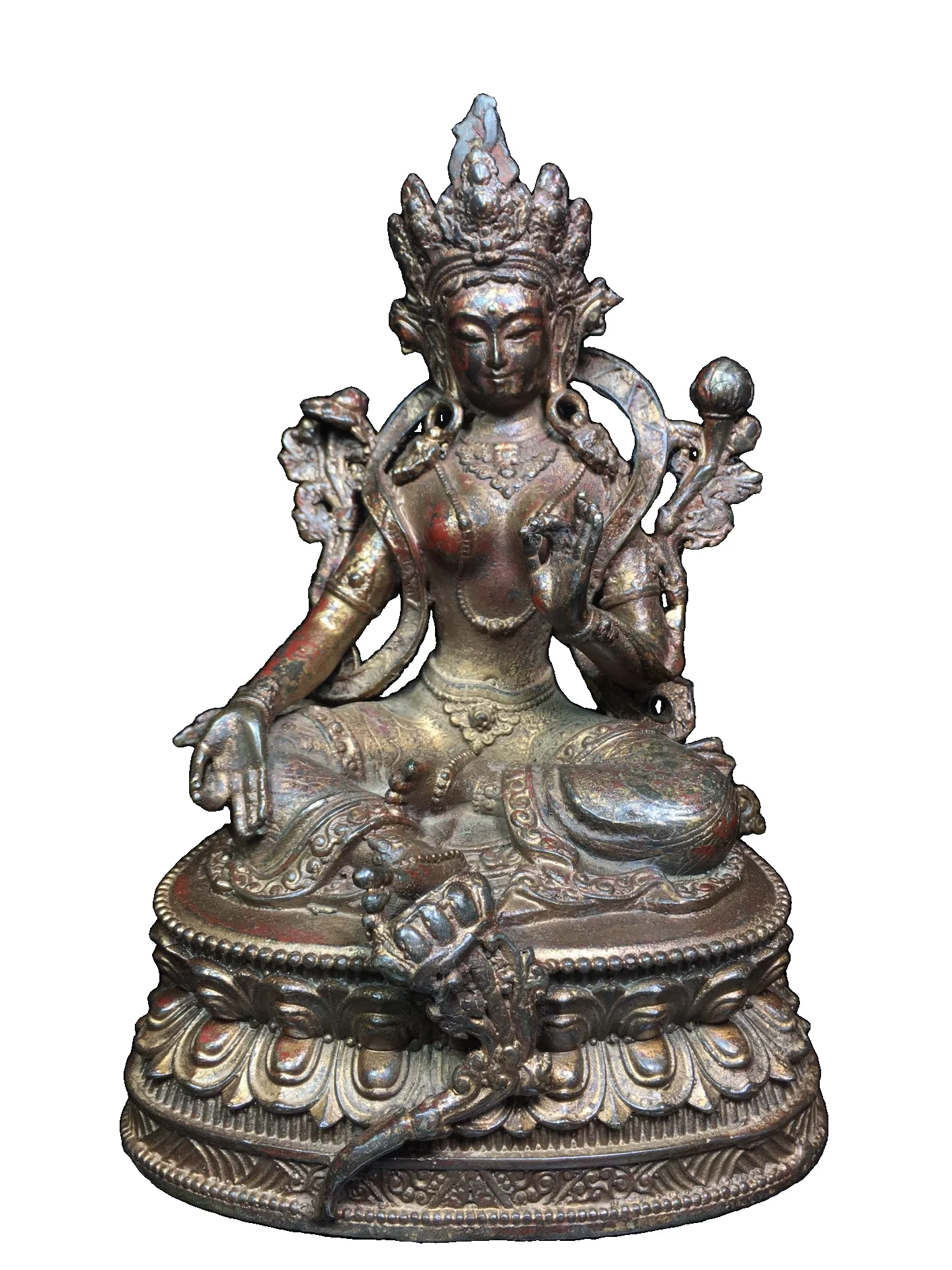 

LAOJUNLU Tibetan Buddhist Bronze (Stretching Feet) Tara Buddha Statue Chinese Traditional Style Antiques Fine Art Gifts Crafts