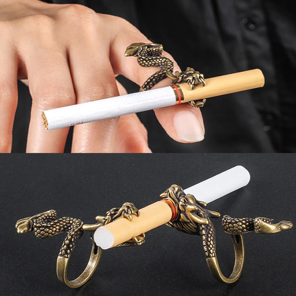 

Cigarette Holder Dragon Ring Rack Metal Smoker Finger Clip Hand Rack Tobacco Cigarettes Smoking Weed Accessories Gadget Men Gift