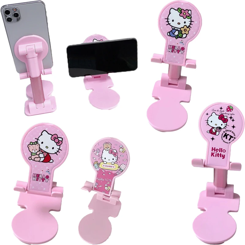 

Kawaii Sanriod Hello Kitty мультфильм милый Настольный Штатив для ленивых плоский кронштейн складной креативный телескопический портативный