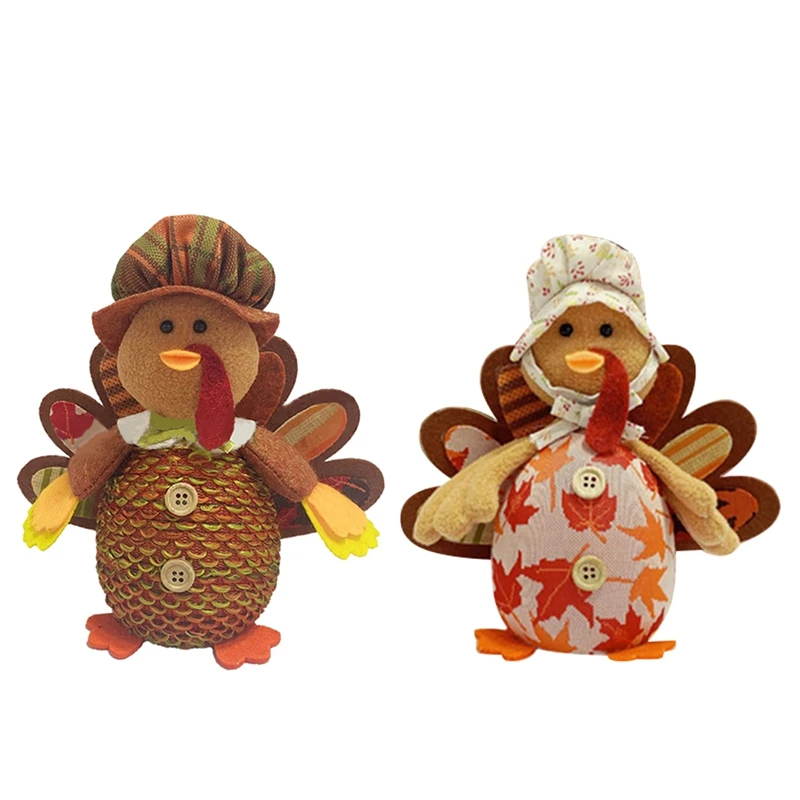 

Thanksgiving Decorations Fall Gnome Decor: 2 Pcs Handmade Turkey Plush Ornaments With Sunflower Maple Leaves Durable Easy To Use