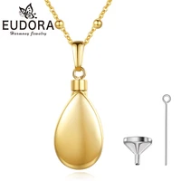 eudora stainless steel gold color water drop urn souvenir cremation ashes necklace pendant locket cremation jewelry women gifts