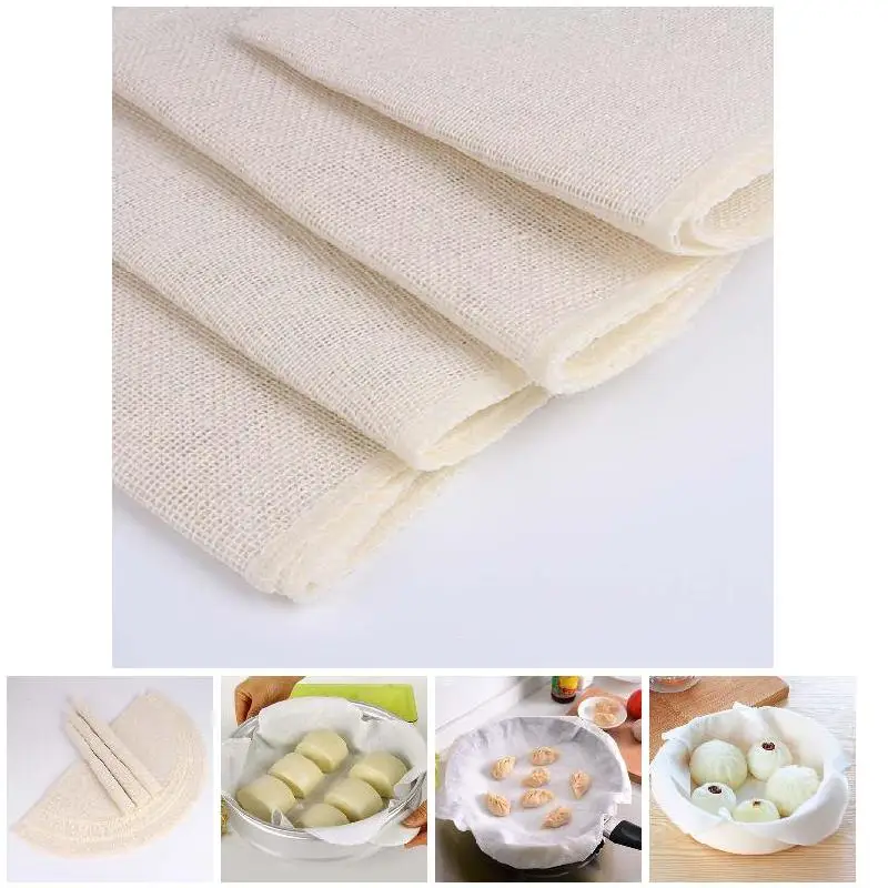 

10pcs Cotton Steamer Cloth Non-stick Bleached Steaming Pot Cloth for Rice Steamed Stuffed Bun Buns Steamed Bread wzpi